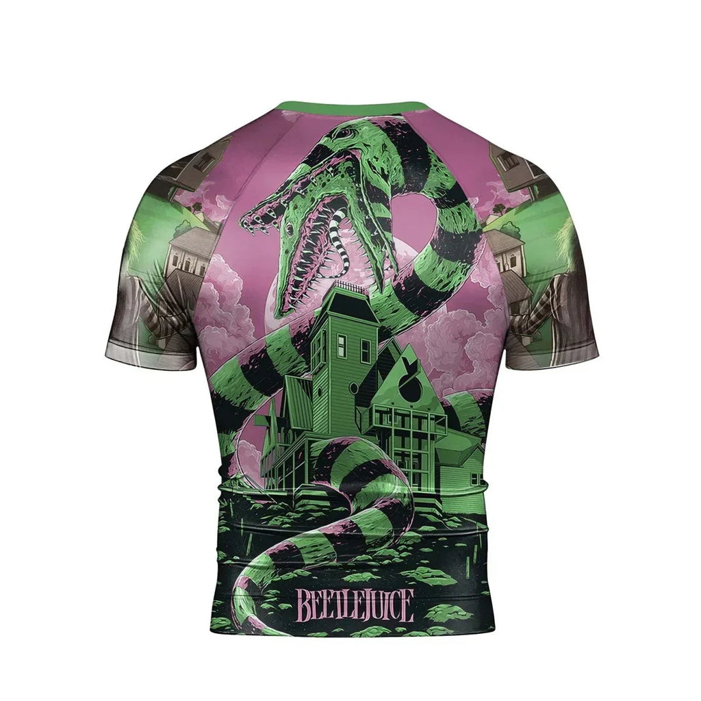 Sandworm Beetlejuice Men's Short Sleeve Rash Guard