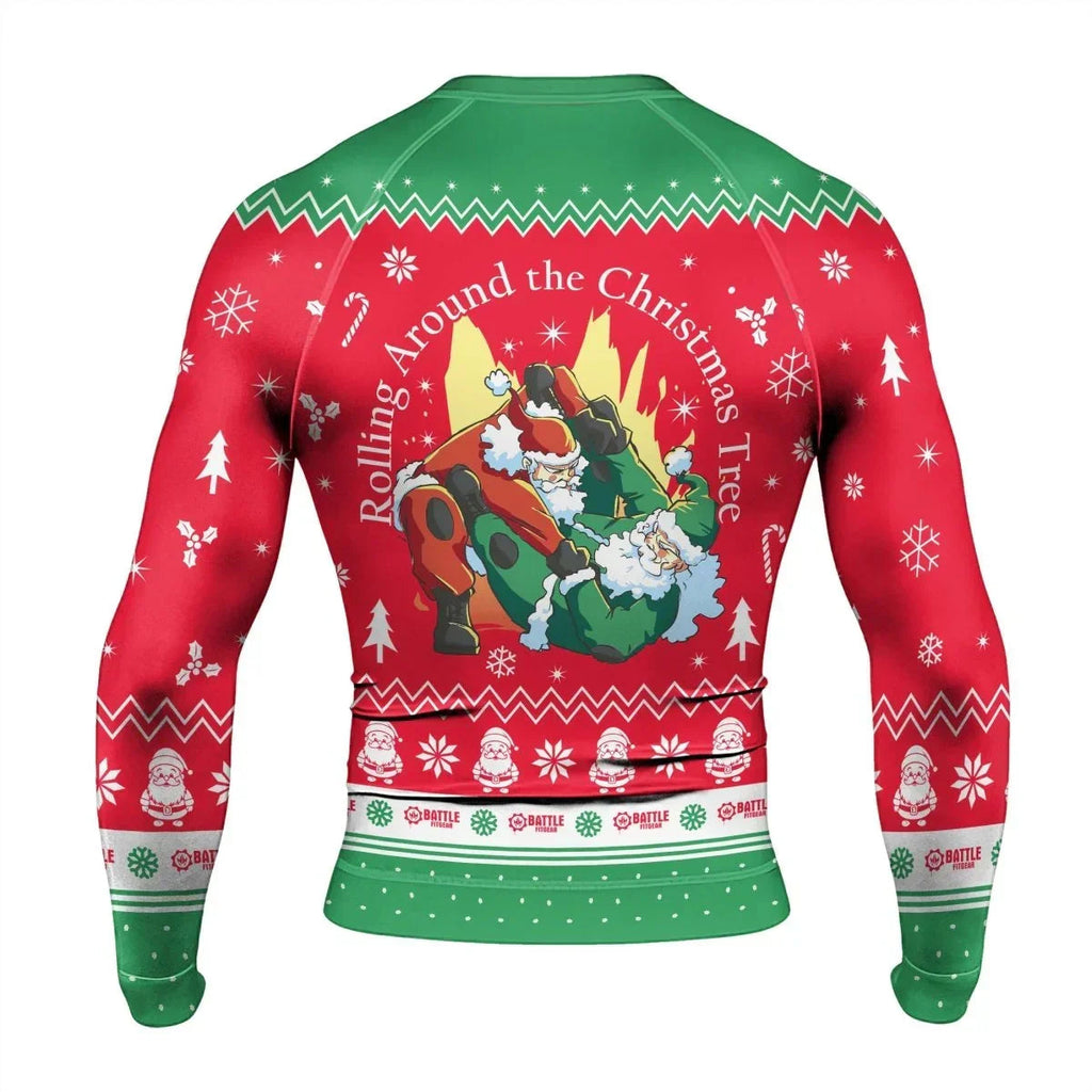 Santa Rolling Around Christmas Men's Long Sleeve Rash Guard
