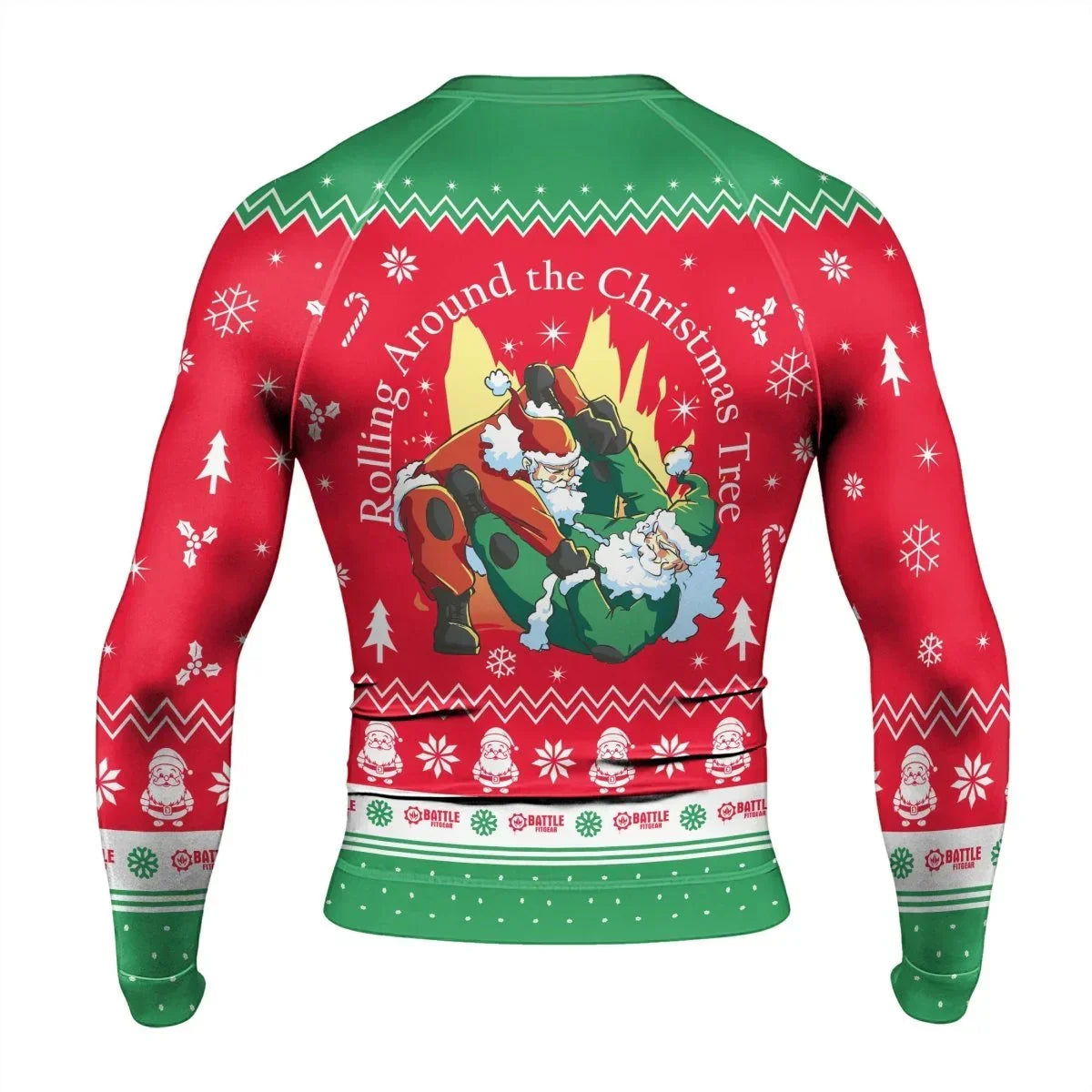 Santa Rolling Around Christmas Men's Long Sleeve Rash Guard