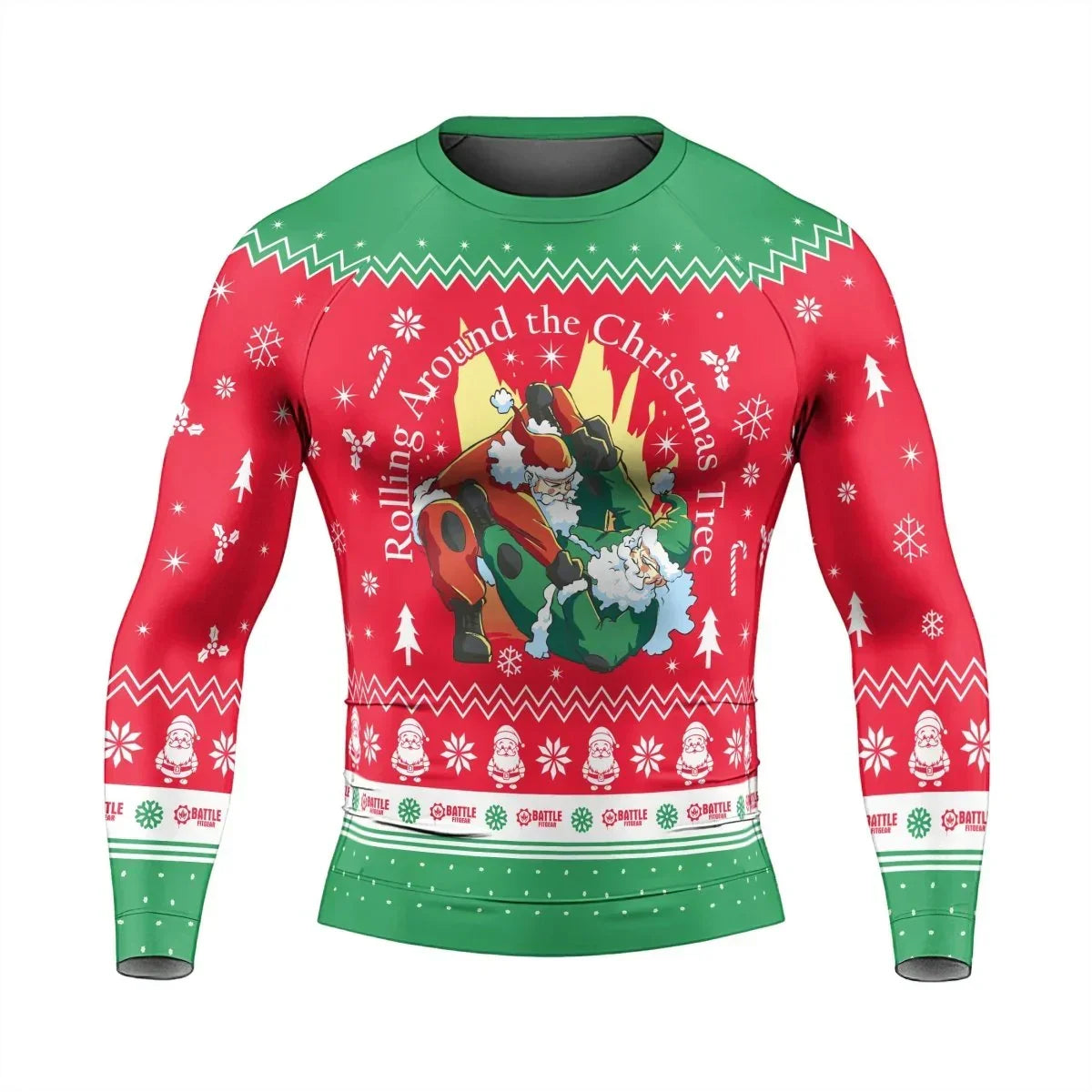 Santa Rolling Around Christmas Men's Long Sleeve Rash Guard