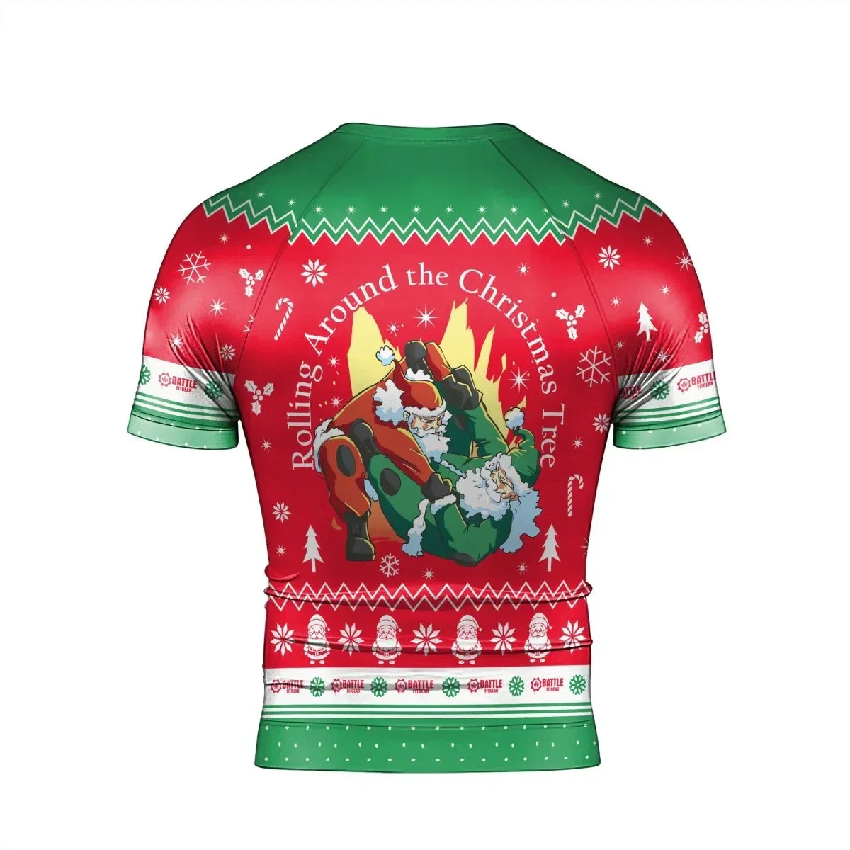 Santa Rolling Around Christmas Men's Short Sleeve Rash Guard