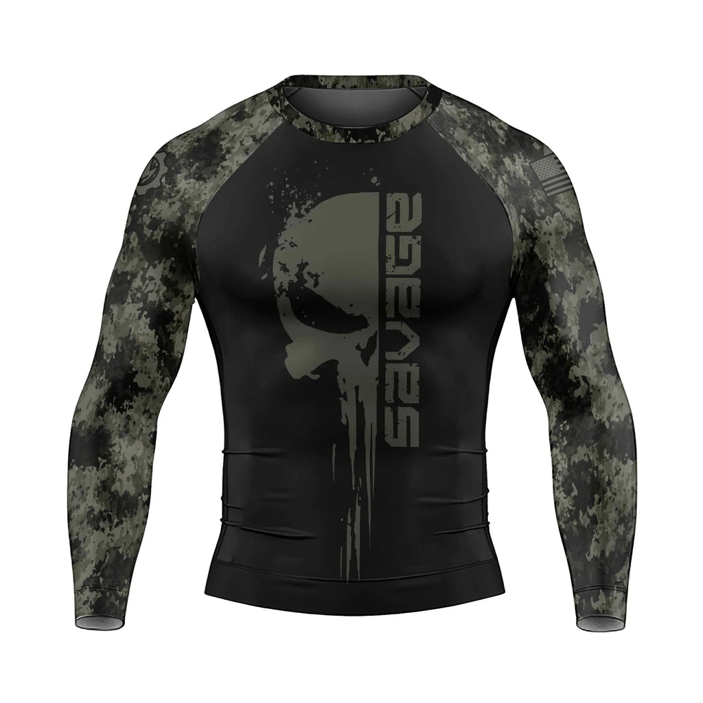 Savage Skull Men's Long Sleeve Rash Guard