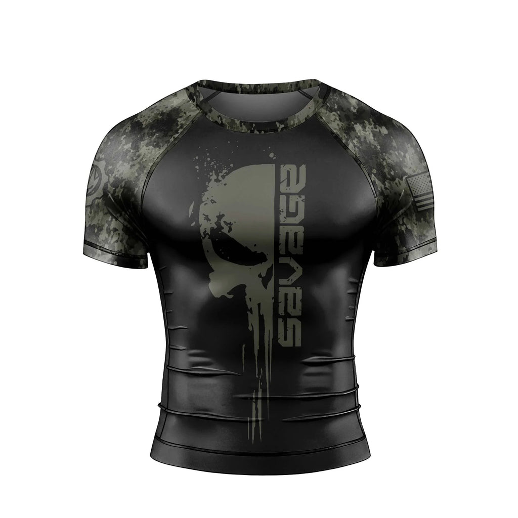 Savage Skull Men's Short Sleeve Rash Guard