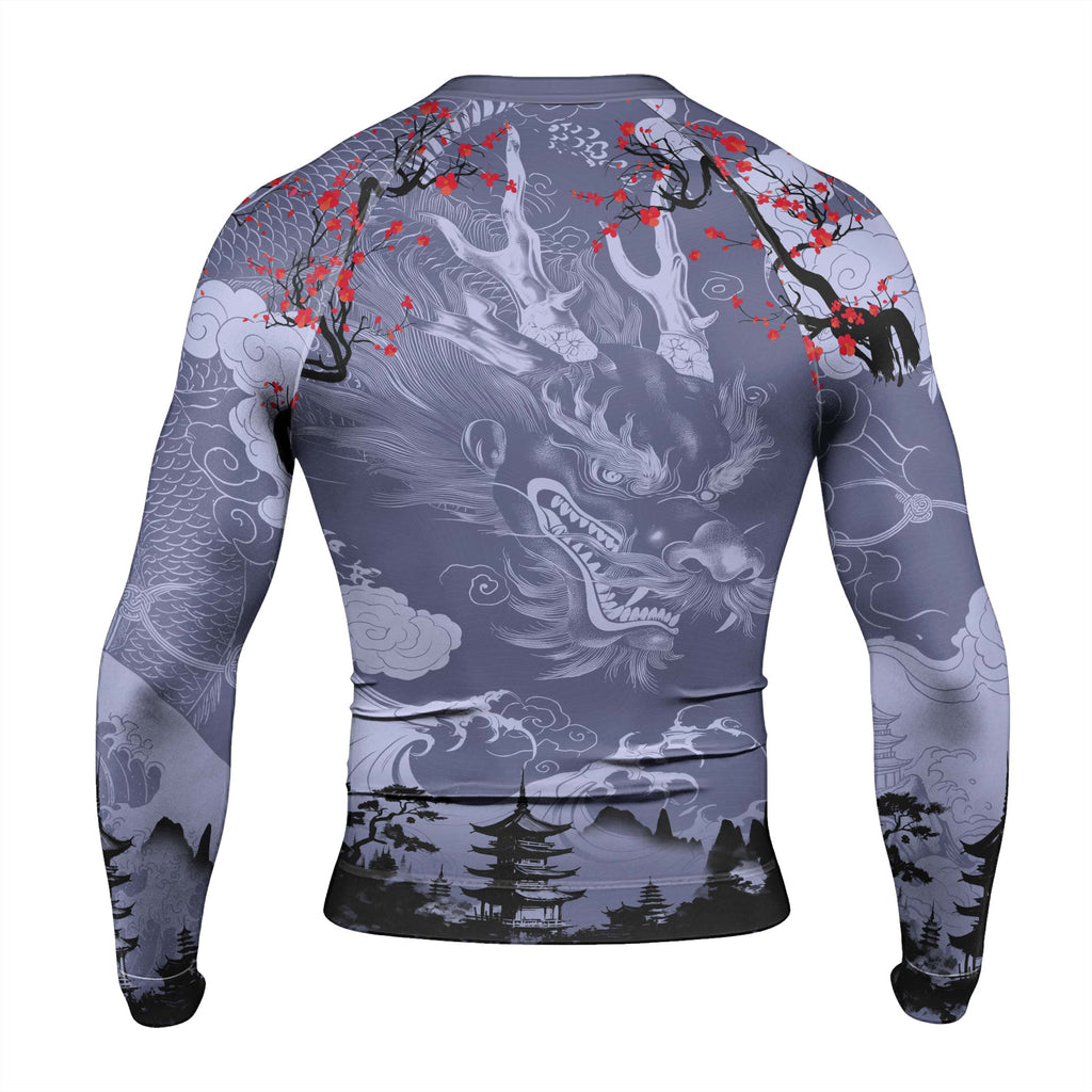 Shadow Dragon Samurai Men's Long Sleeve Rash Guard