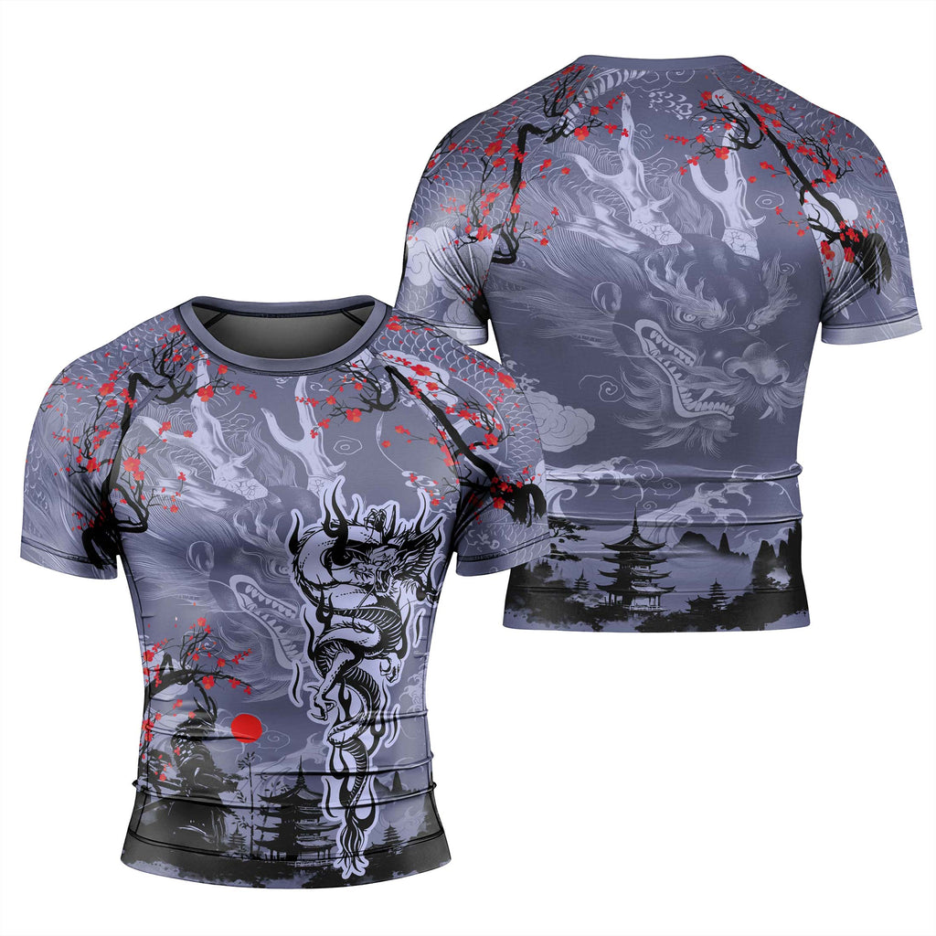 Shadow Dragon Samurai Men's Short Sleeve Rash Guard