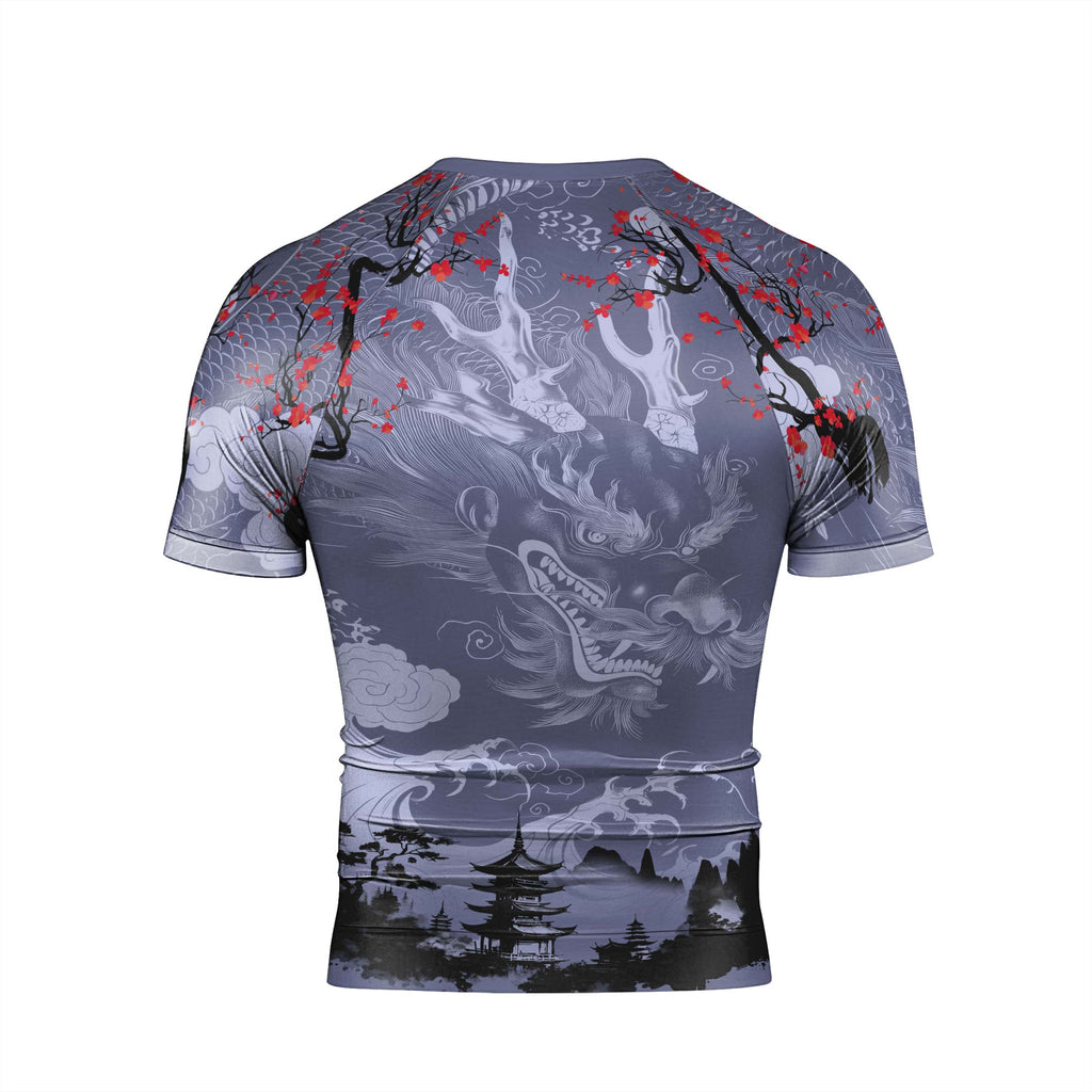 Shadow Dragon Samurai Men's Short Sleeve Rash Guard
