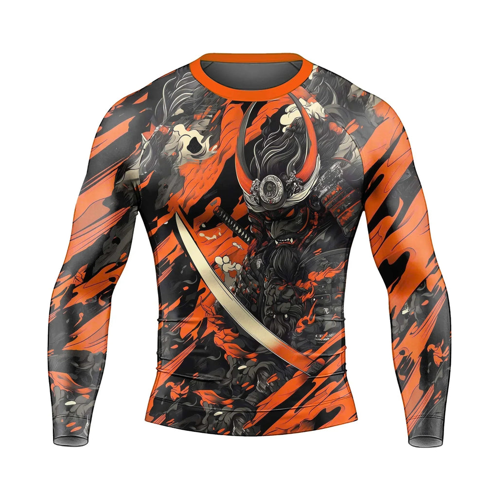 Shadow Oni Flame Men's Long Sleeve Rash Guard