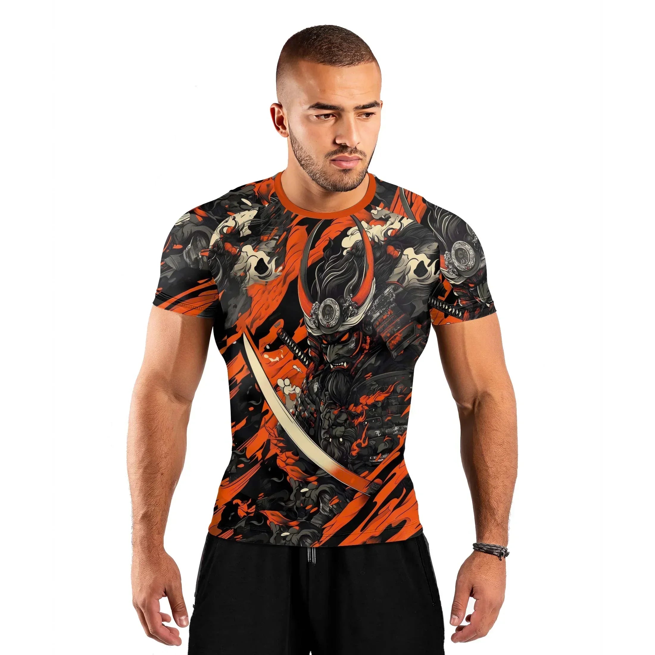 Shadow Oni Flame Men's Short Sleeve Rash Guard