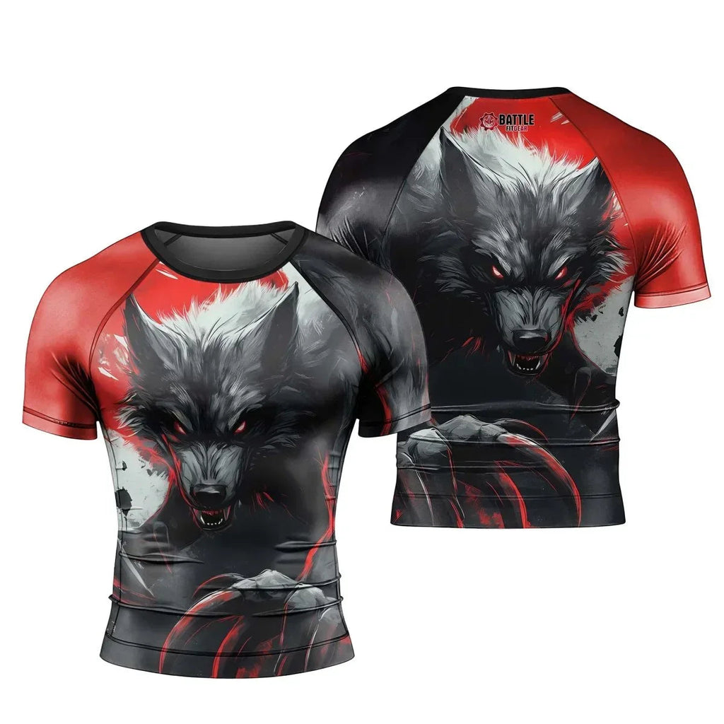 Shadow Wolf Men's Short Sleeve Rash Guard