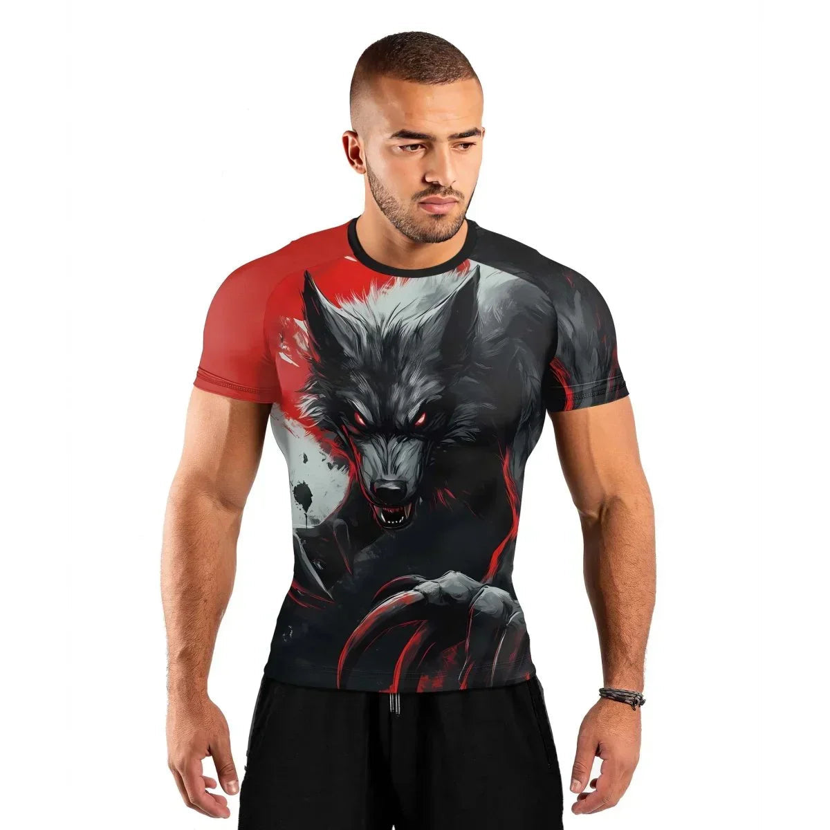 Shadow Wolf Men's Short Sleeve Rash Guard