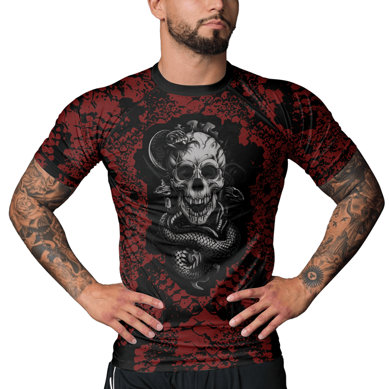 Rashninja Skull and Snake Men's Short Sleeve Rash Guard