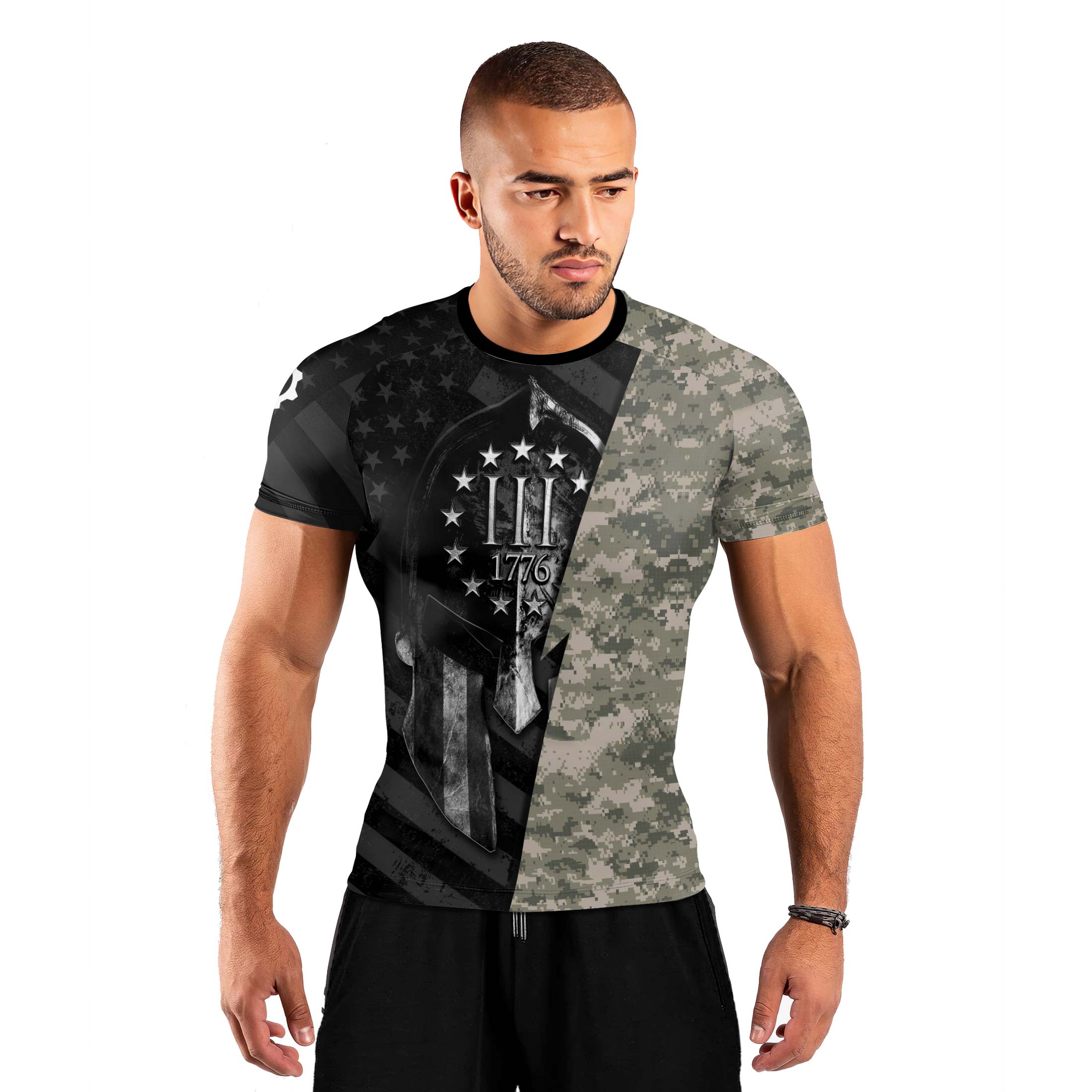 Spartan Army Men's Short Sleeve Rash Guard
