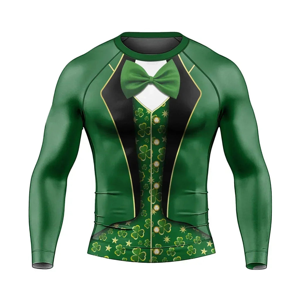St. Patrick's Day Cosplay Men's Long Sleeve Rash Guard