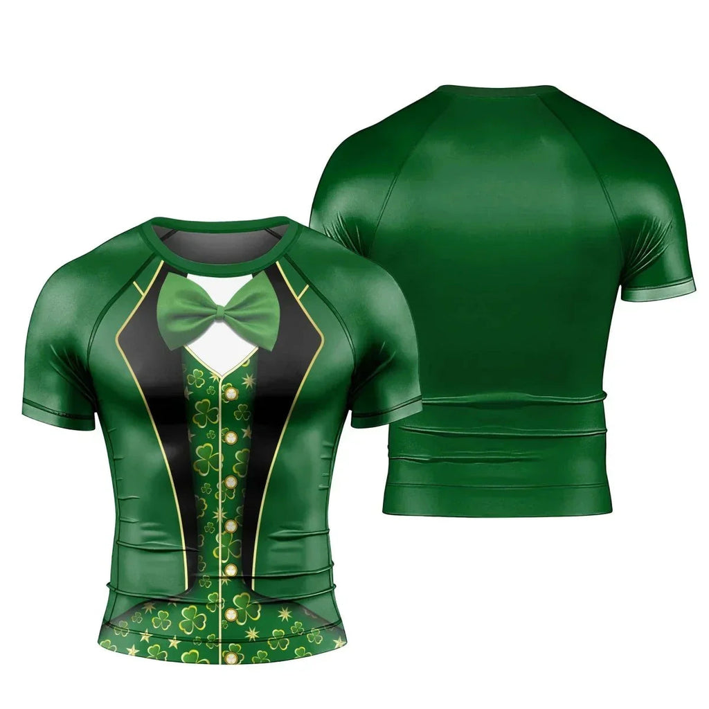 St. Patrick's Day Cosplay Men's Short Sleeve Rash Guard