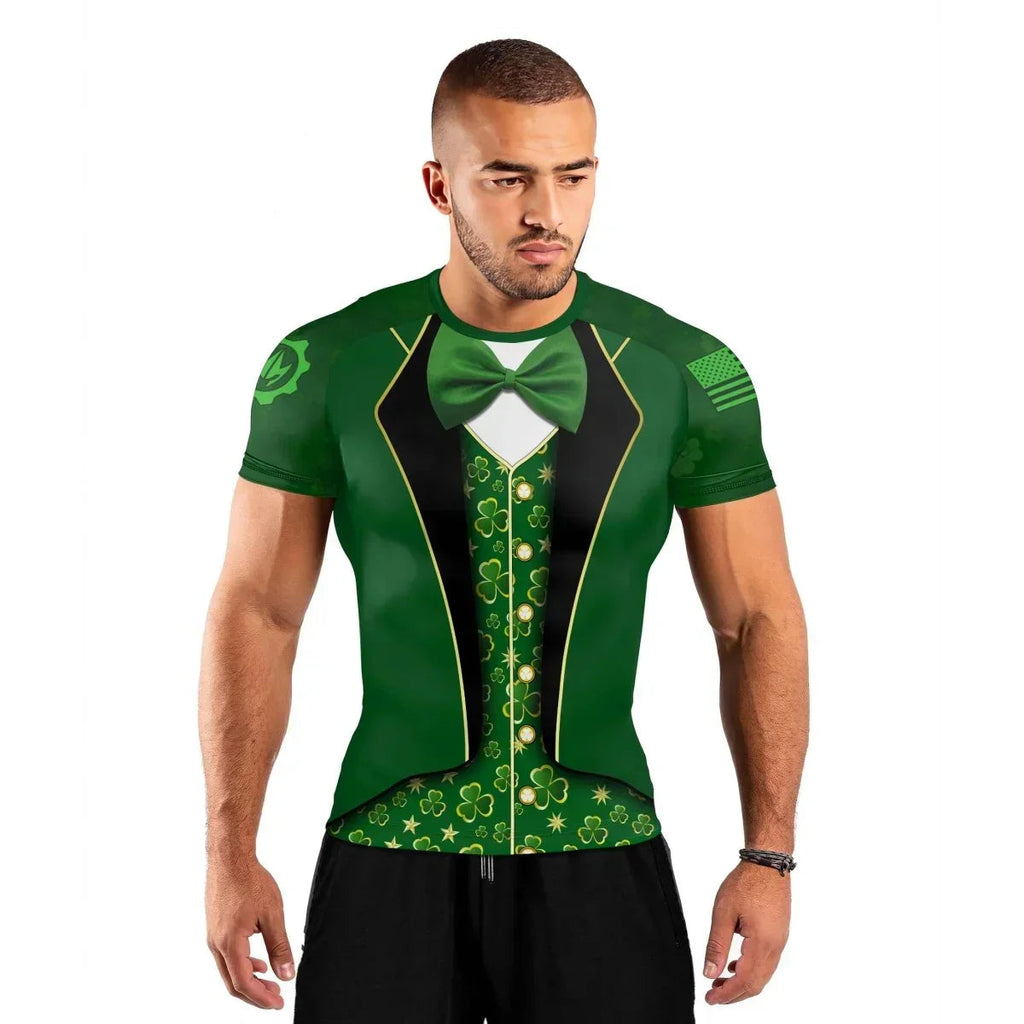 St. Patrick's Day Cosplay Men's Short Sleeve Rash Guard