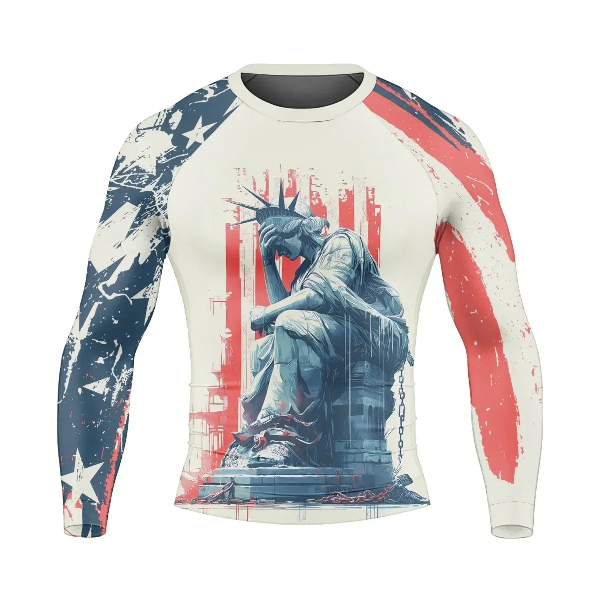 Statue of Liberty in Distress Men's Long Sleeve Rash Guard