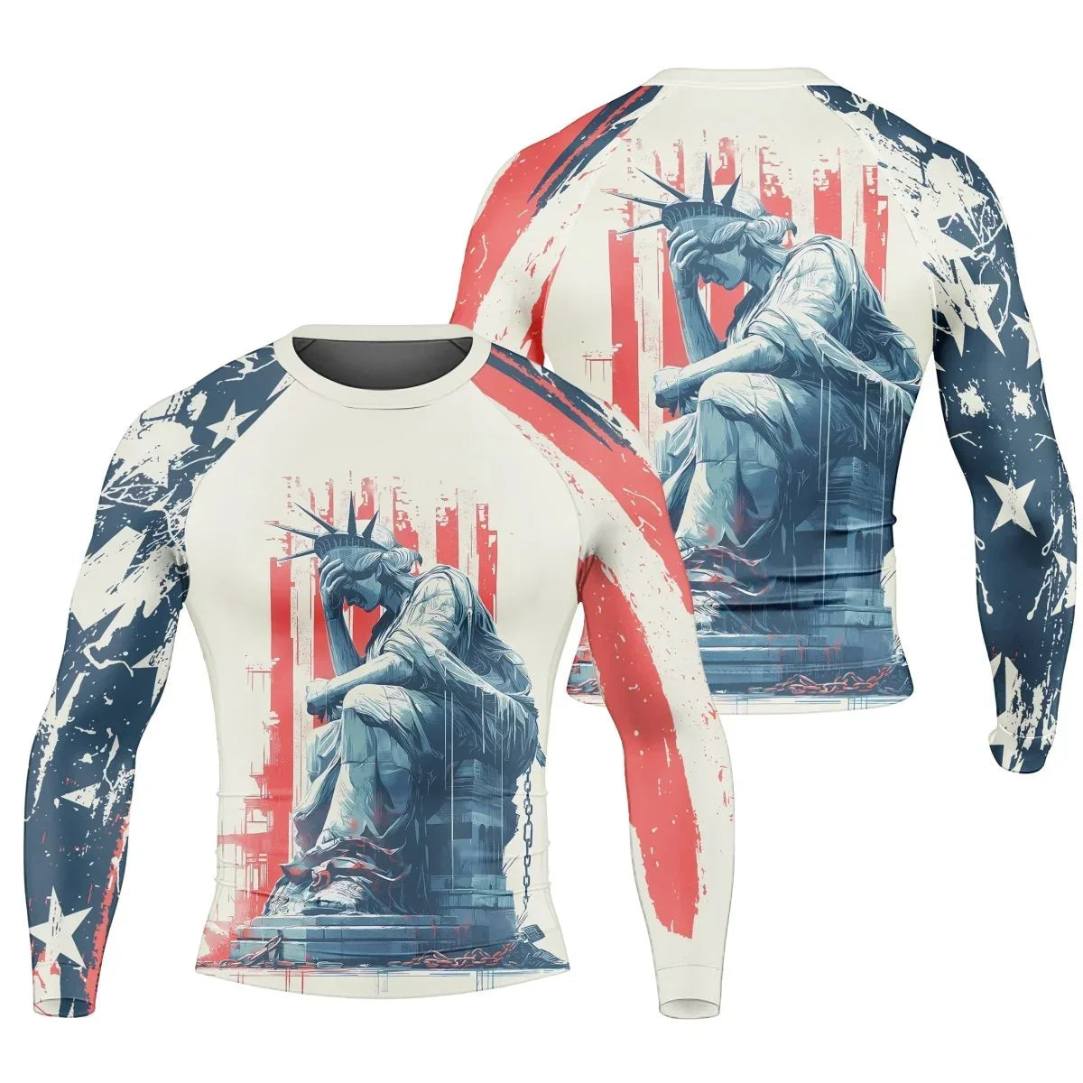 Statue of Liberty in Distress Men's Long Sleeve Rash Guard