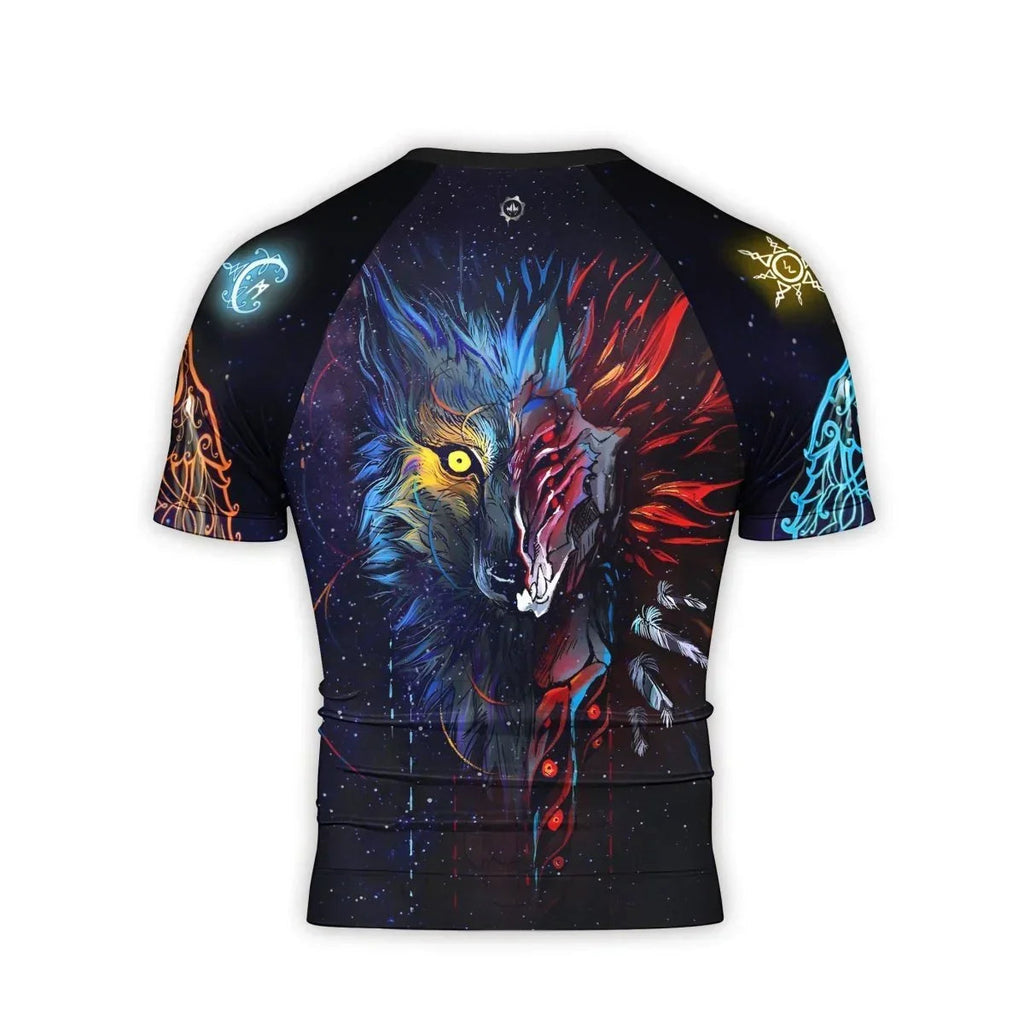 Sun and Moon Wolf Entities Men's Short Sleeve Rash Guard