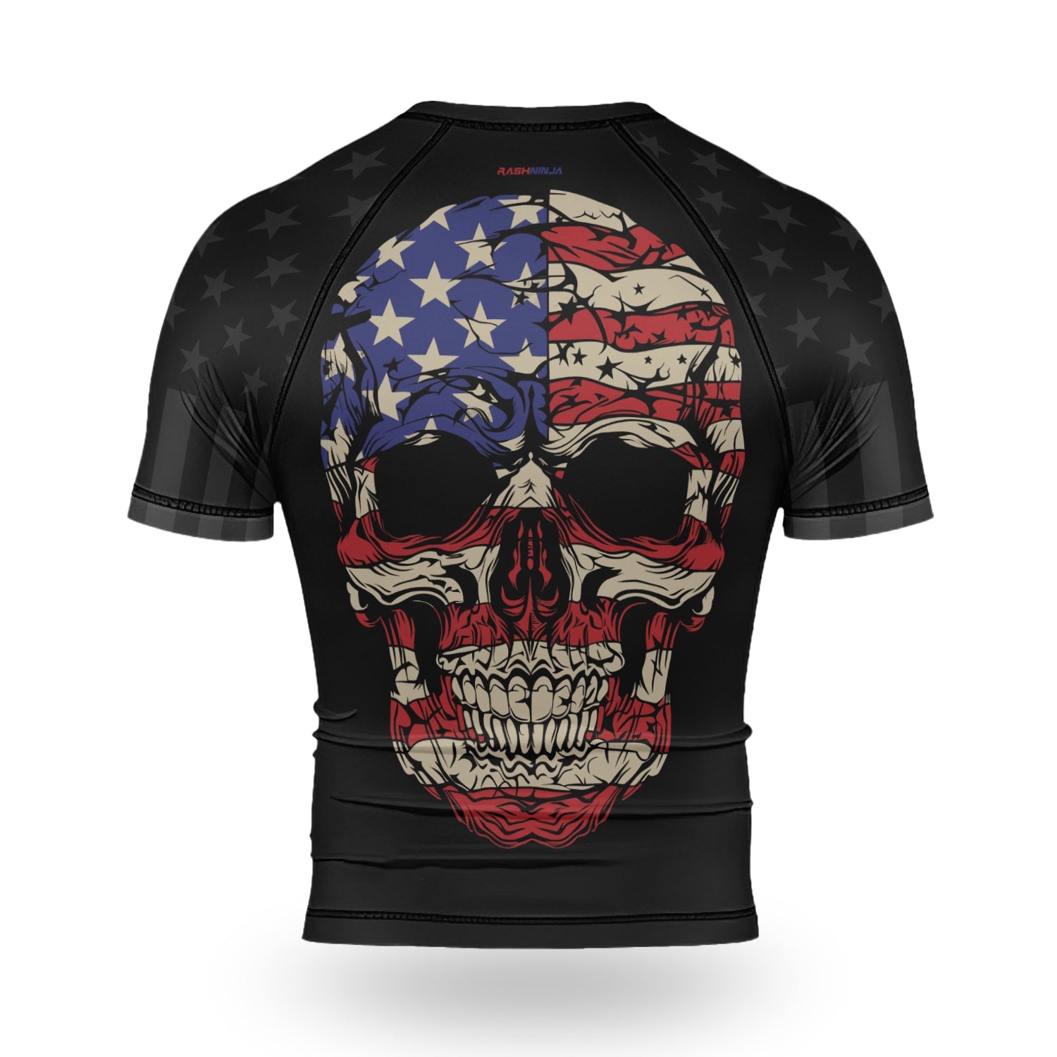 Rashninja Patriotic Skull Stripes Men's Short Sleeve Rash Guard
