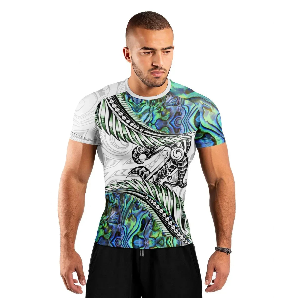 Tribal Maori Tattoo Men's Short Sleeve Rash Guard