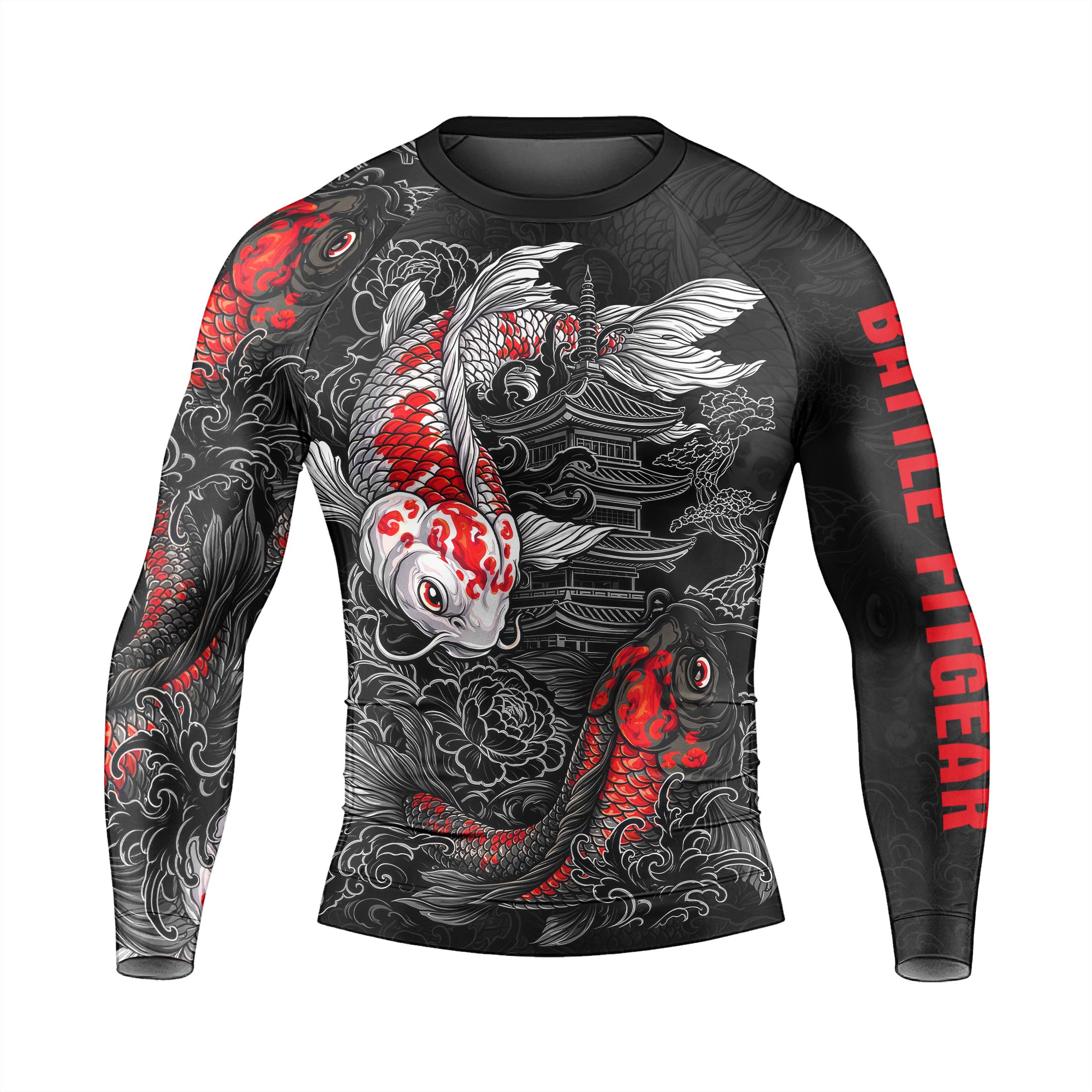 Twin Koi Fish Men's Long Sleeve Rash Guard