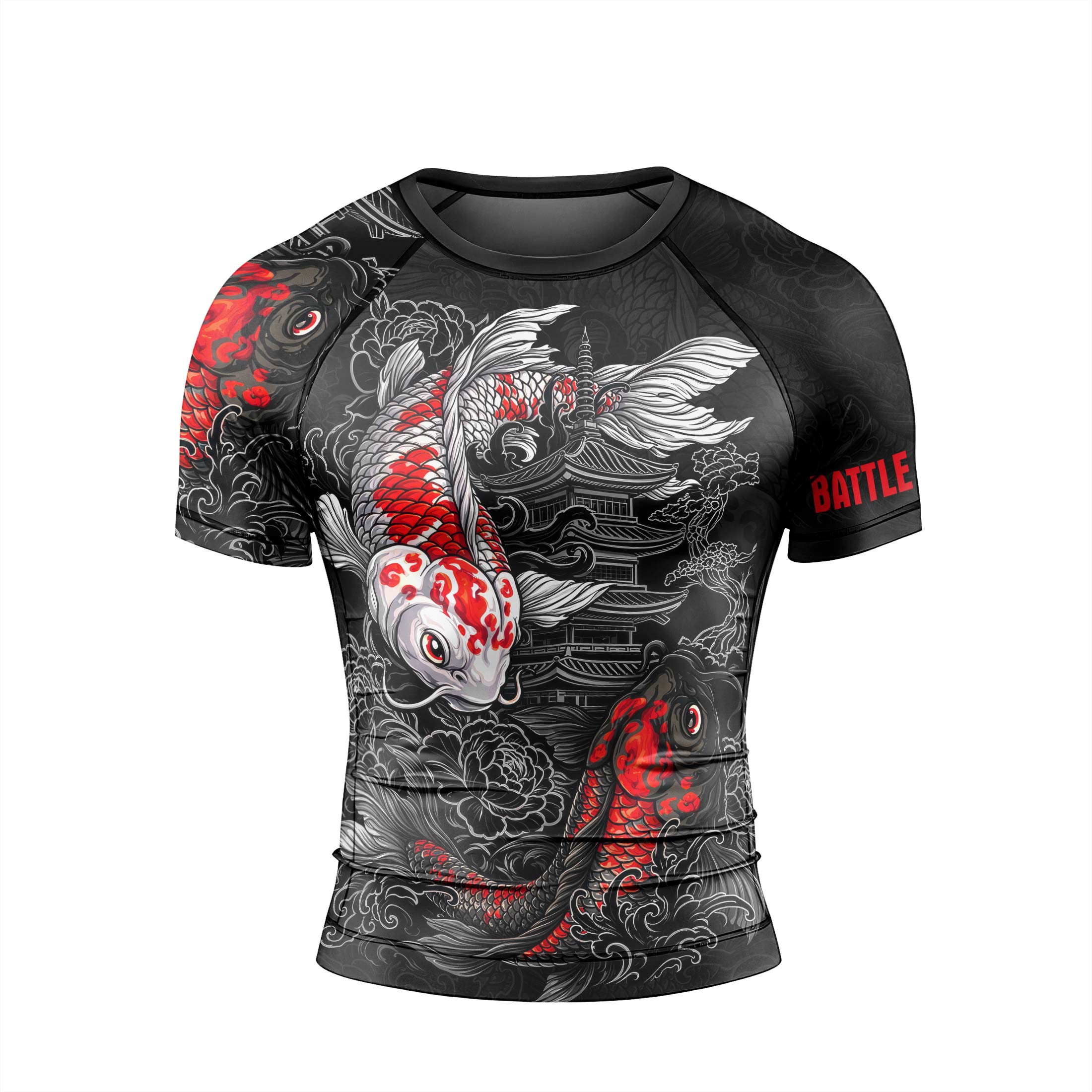 Twin Koi Fish Men's Short Sleeve Rash Guard