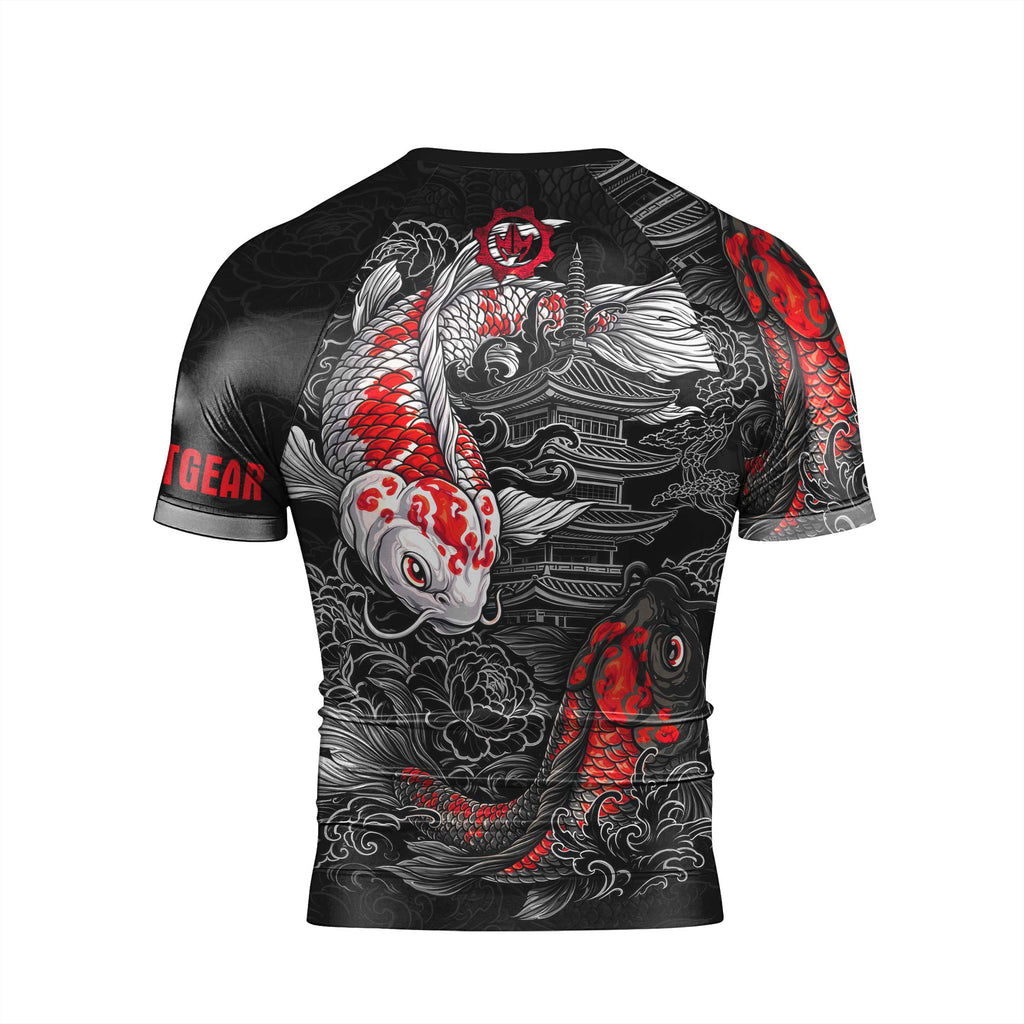 Twin Koi Fish Men's Short Sleeve Rash Guard