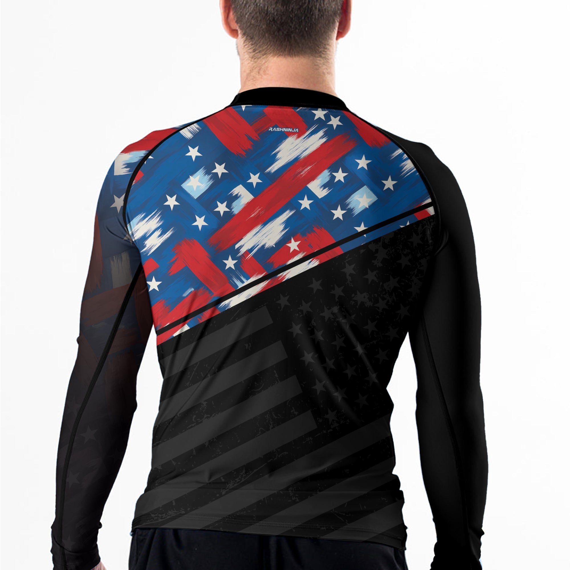 Rashninja Patriotic Flag Pattern Men's Long Sleeve Rash Guard