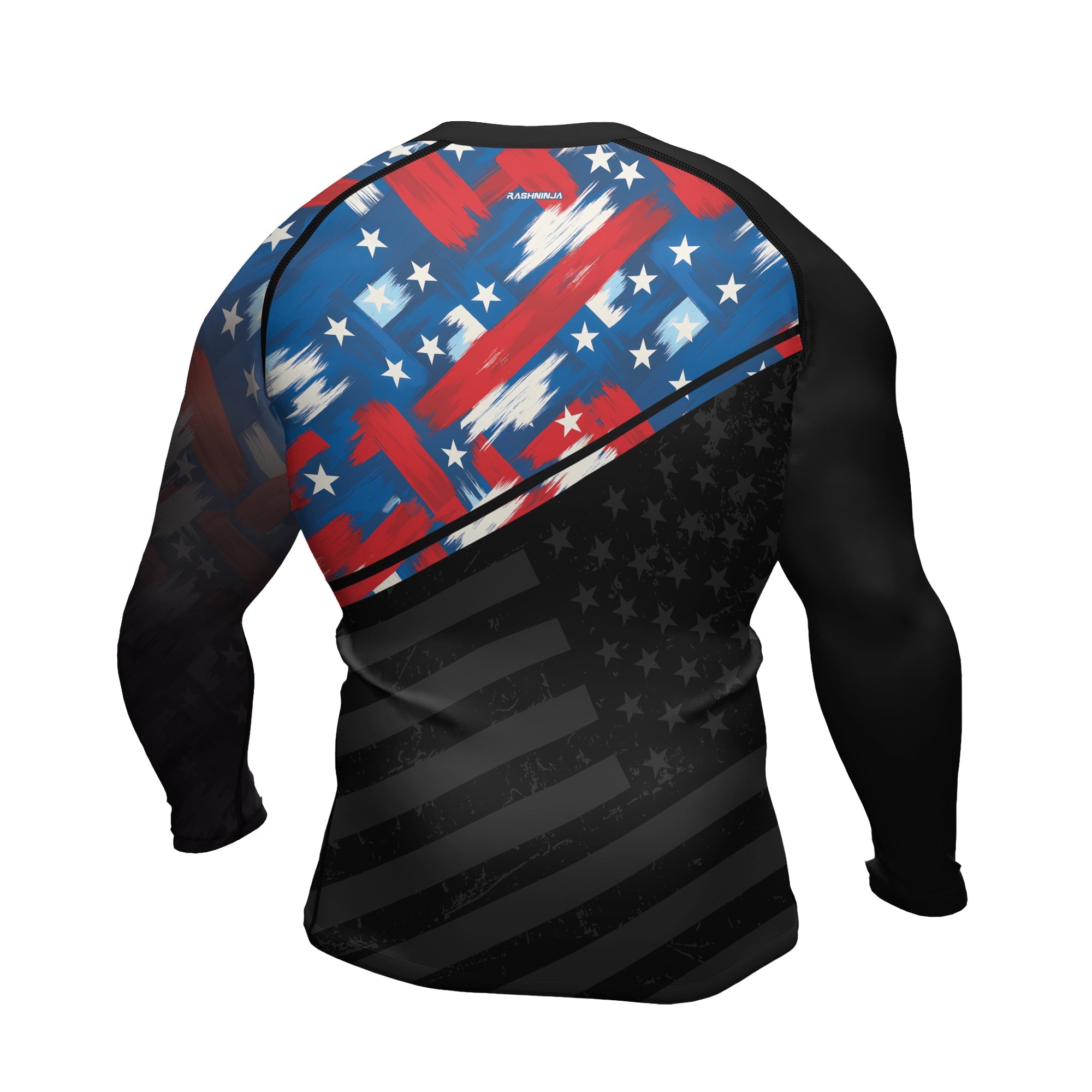 Rashninja Patriotic Flag Pattern Men's Long Sleeve Rash Guard
