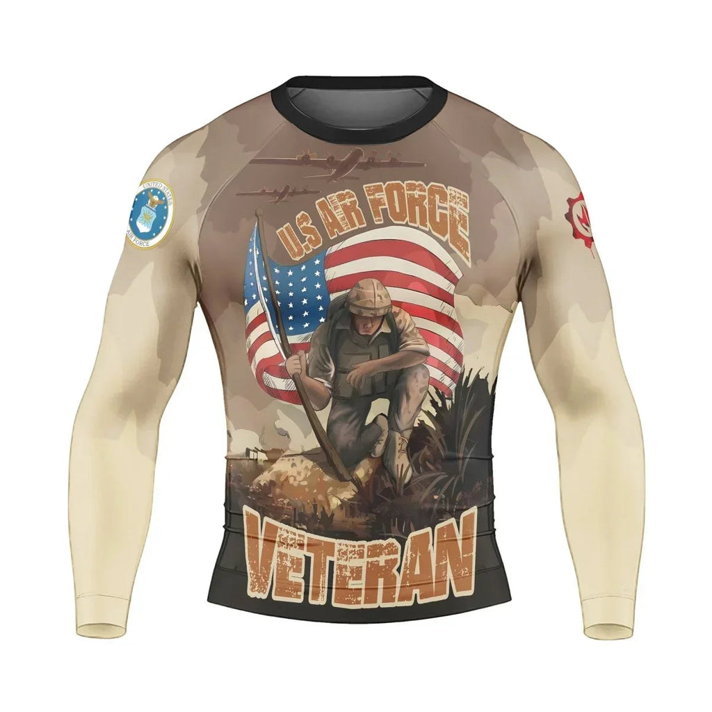 USA Air Force Veteran Men's Long Sleeve Rash Guard