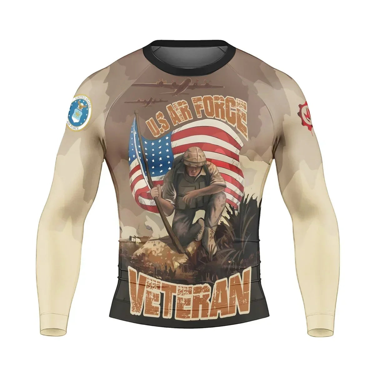 USA Air Force Veteran Men's Long Sleeve Rash Guard