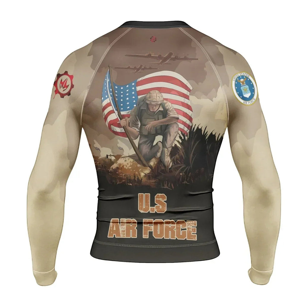 USA Air Force Veteran Men's Long Sleeve Rash Guard