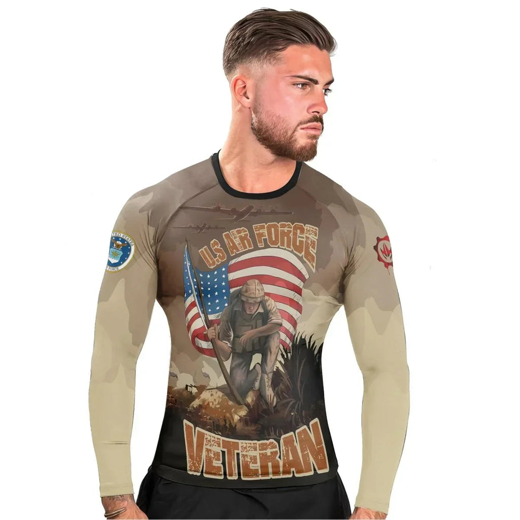 USA Air Force Veteran Men's Long Sleeve Rash Guard