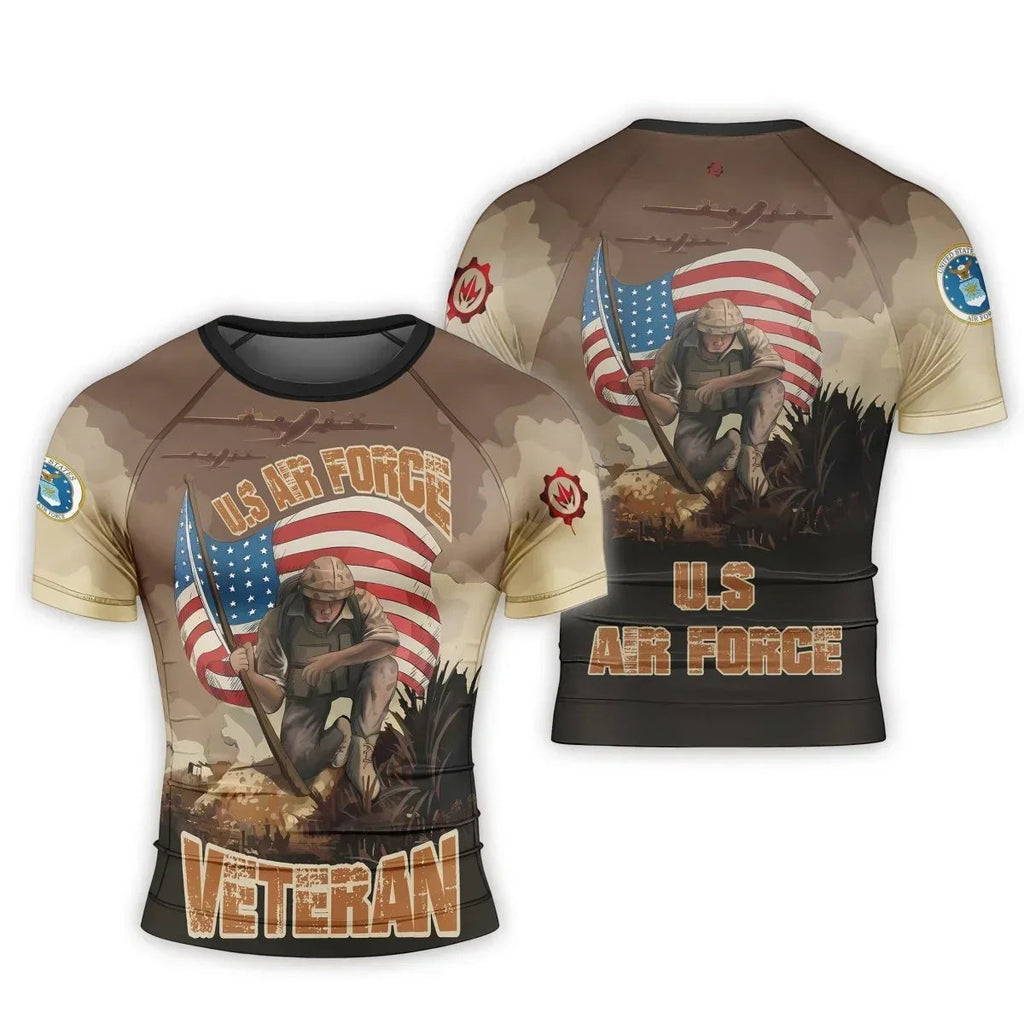 USA Air Force Veteran Men's Short Sleeve Rash Guard