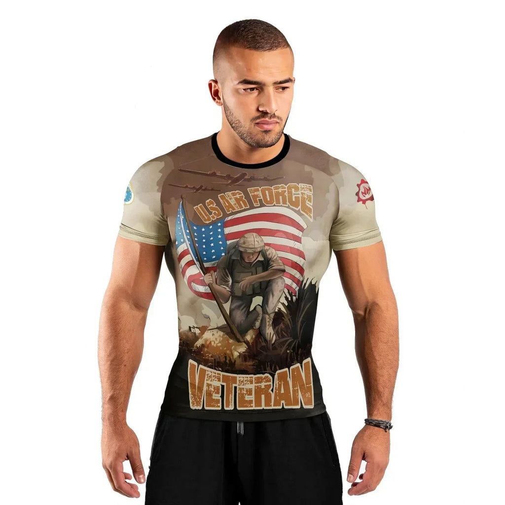 USA Air Force Veteran Men's Short Sleeve Rash Guard