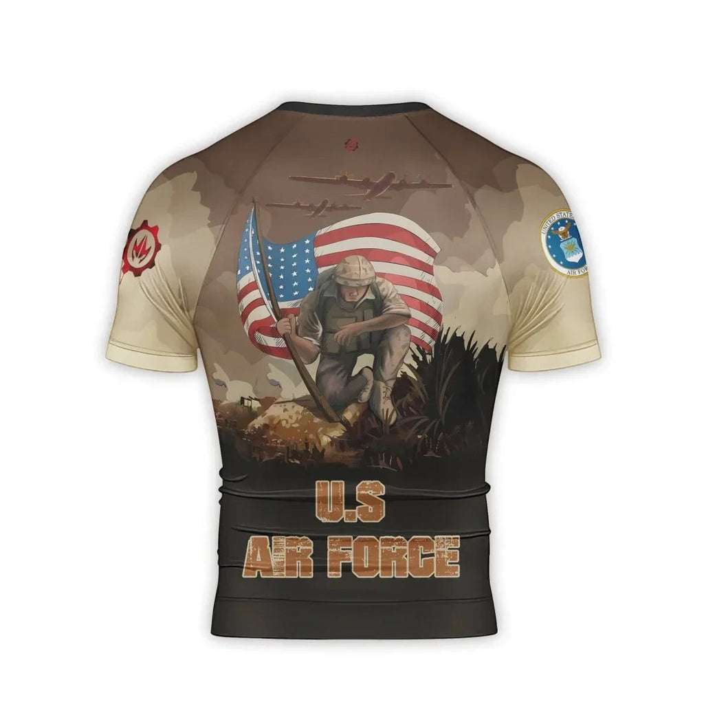 USA Air Force Veteran Men's Short Sleeve Rash Guard