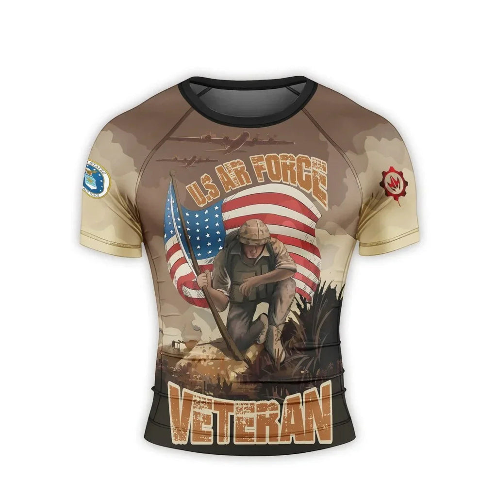 USA Air Force Veteran Men's Short Sleeve Rash Guard
