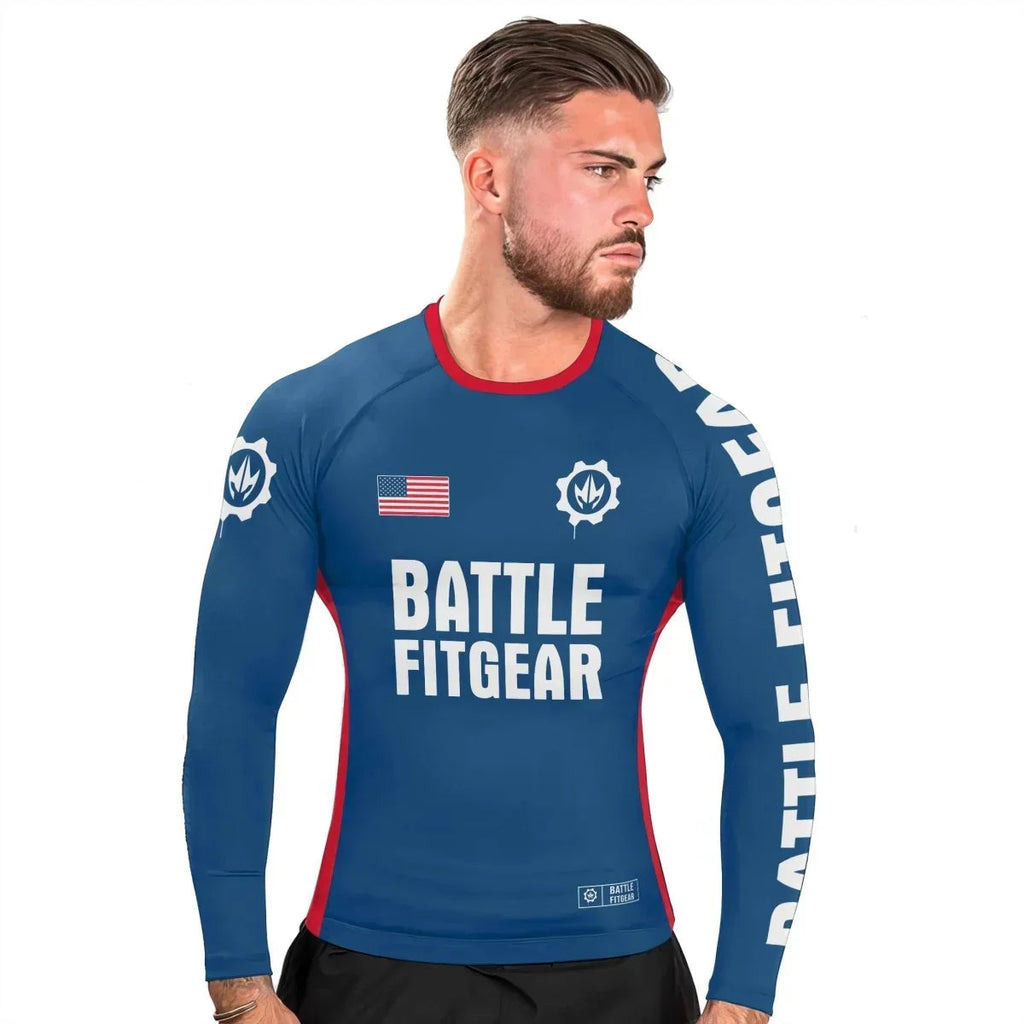 USA Flag Men's Long Sleeve Rash Guard