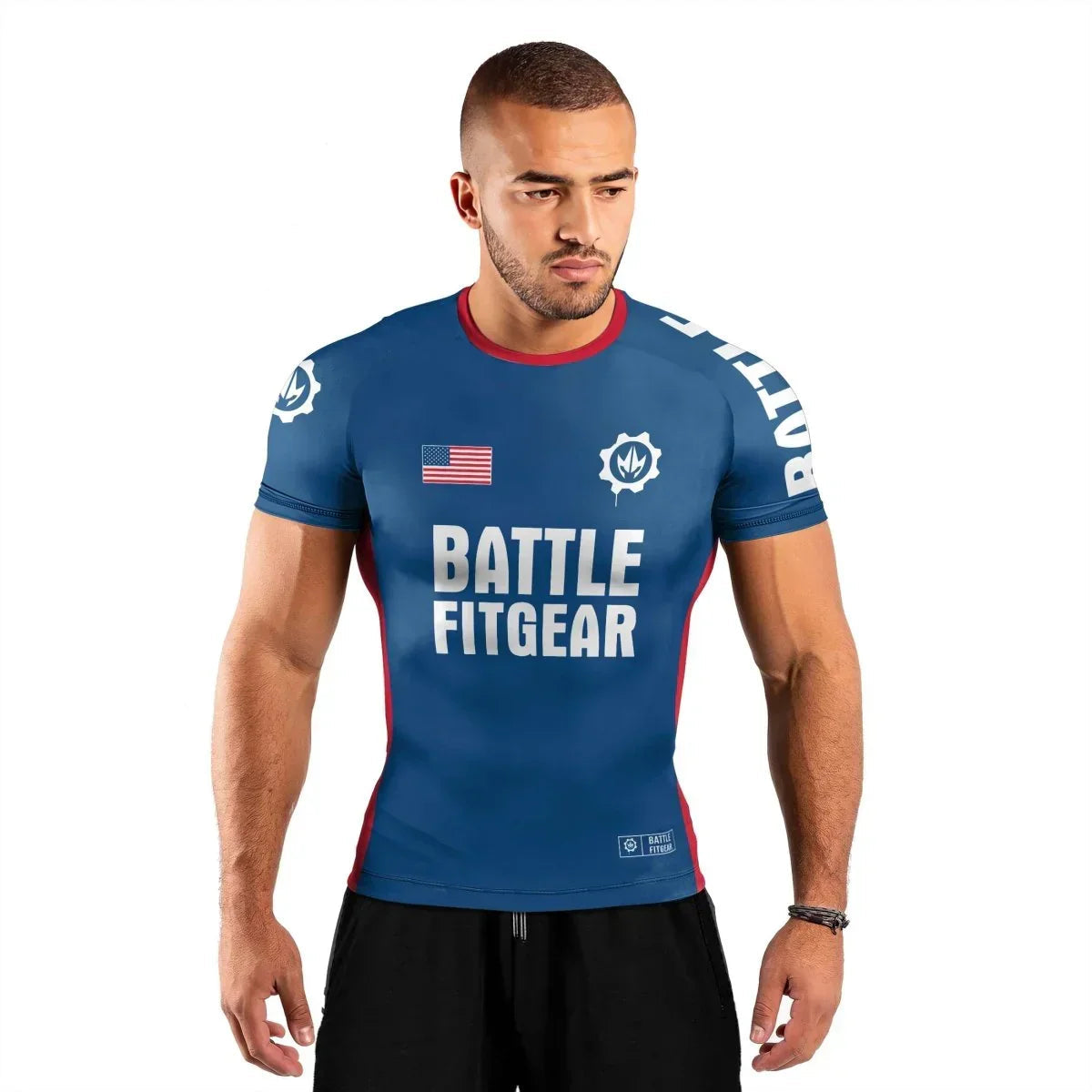 USA Flag Men's Short Sleeve Rash Guard