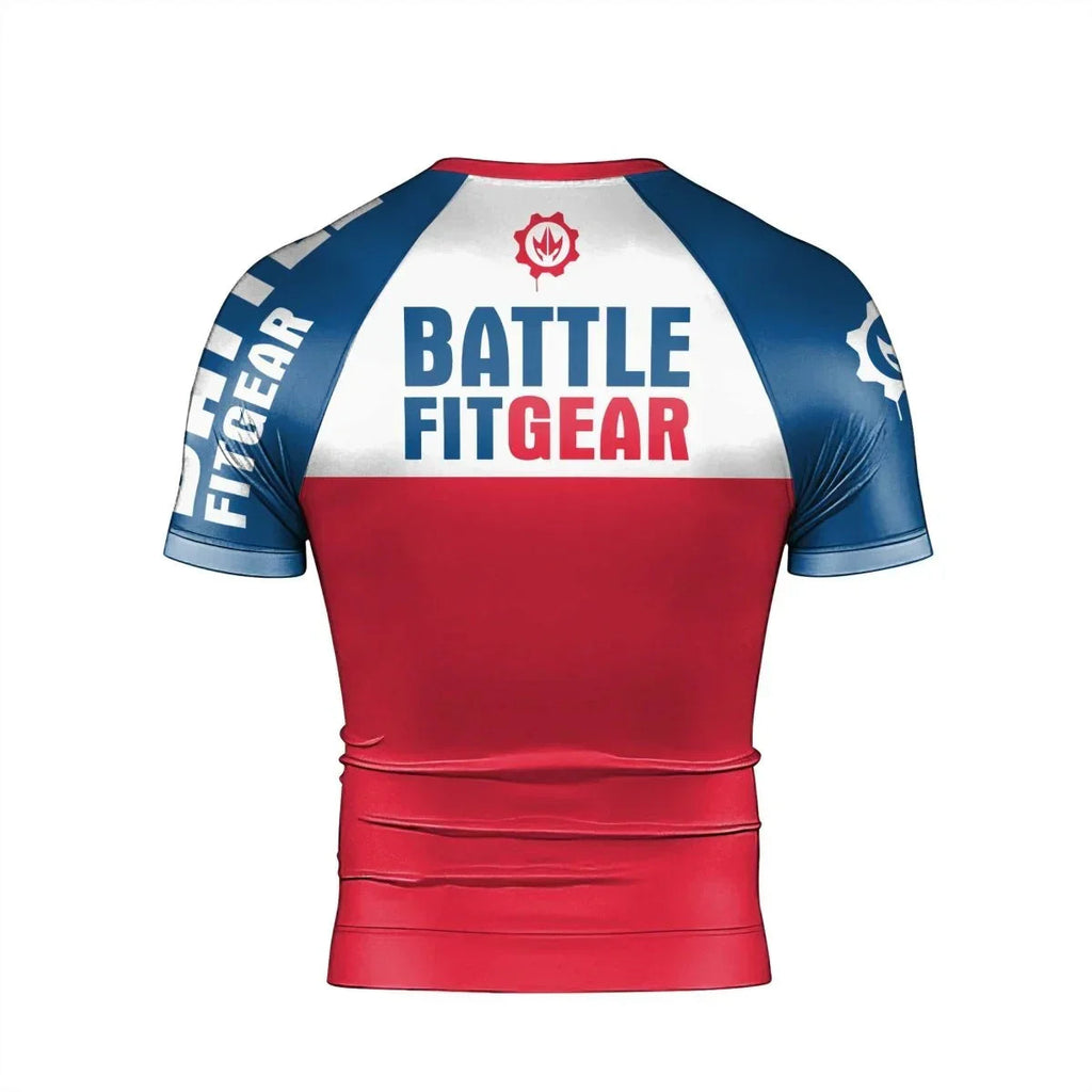 USA Flag Men's Short Sleeve Rash Guard