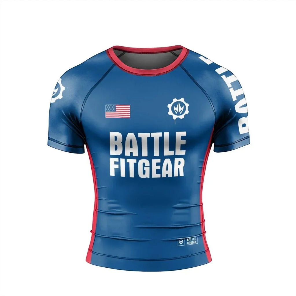 USA Flag Men's Short Sleeve Rash Guard