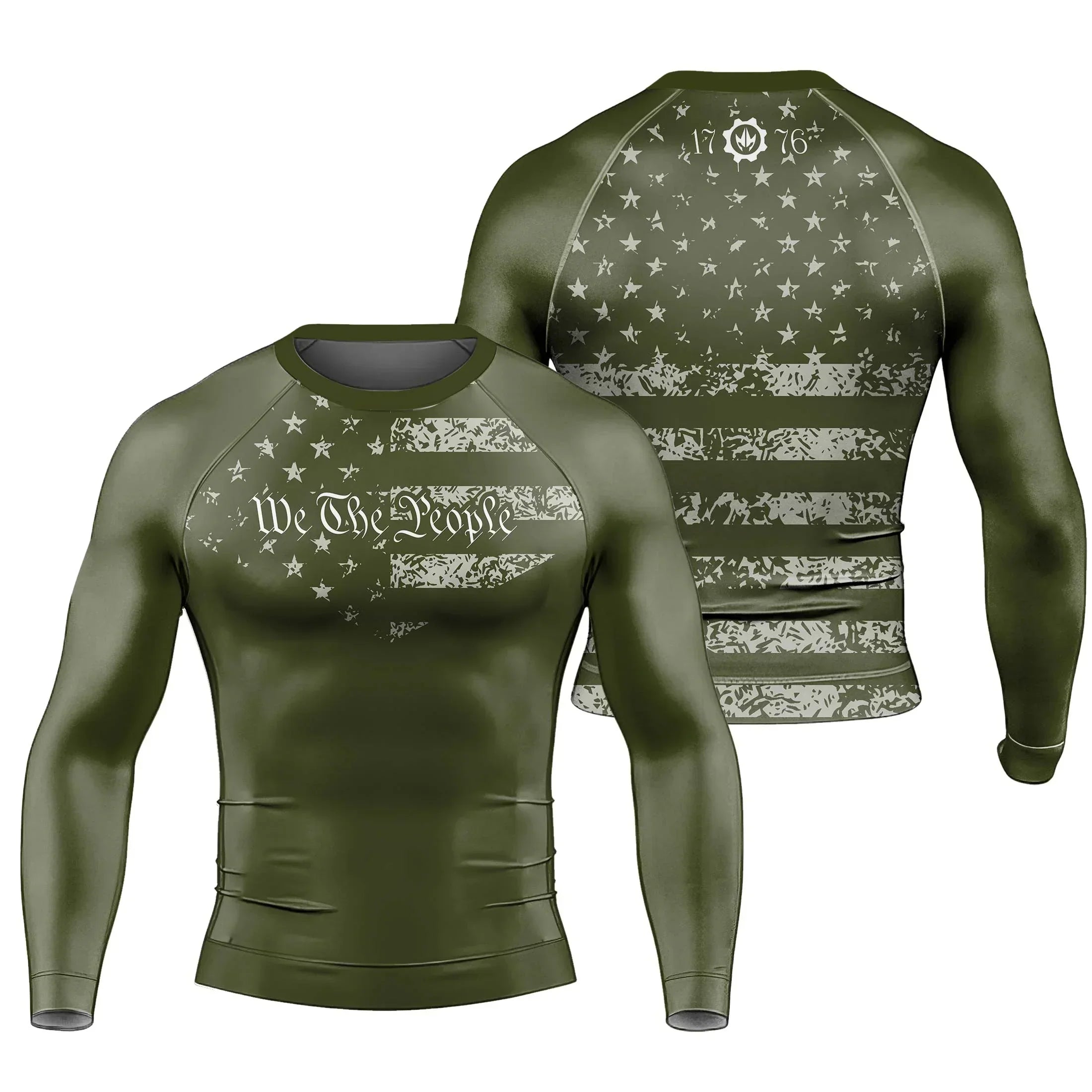 USA Flag Veteran Men's Long Sleeve Rash Guard