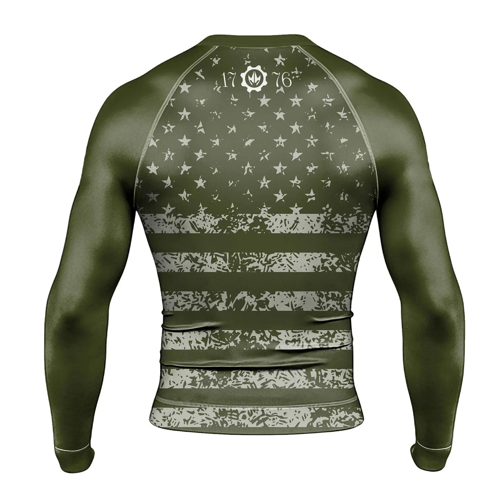 USA Flag Veteran Men's Long Sleeve Rash Guard