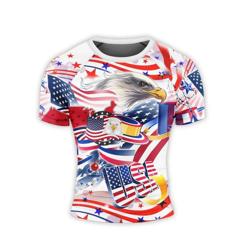 USA Independence Day Men's Short Sleeve Rash Guard