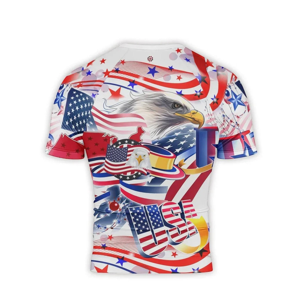 USA Independence Day Men's Short Sleeve Rash Guard