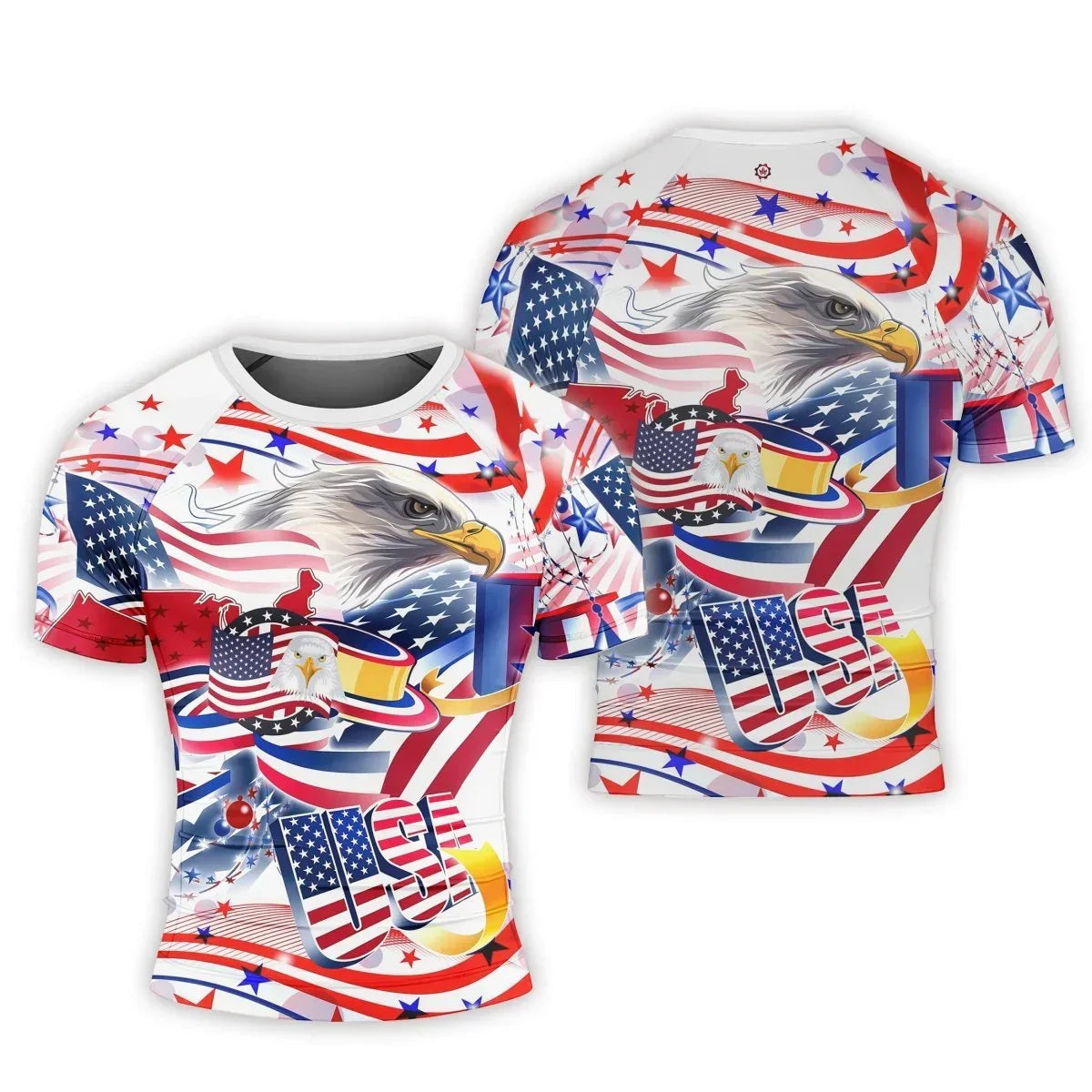 USA Independence Day Men's Short Sleeve Rash Guard