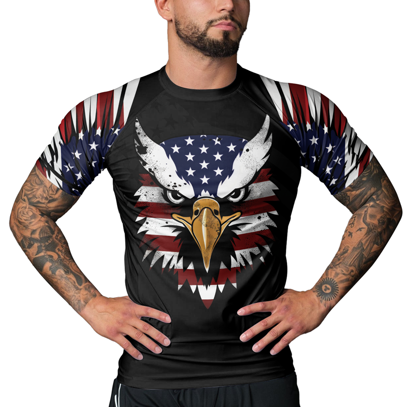 Rashninja American Eagle Head Men's Short Sleeve Rash Guard
