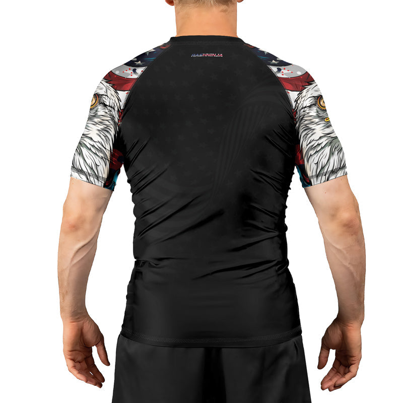 Rashninja Patriotic Eagle Stars Men's Short Sleeve Rash Guard