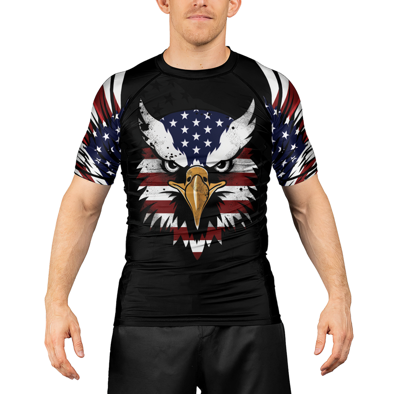 Rashninja American Eagle Head Men's Short Sleeve Rash Guard