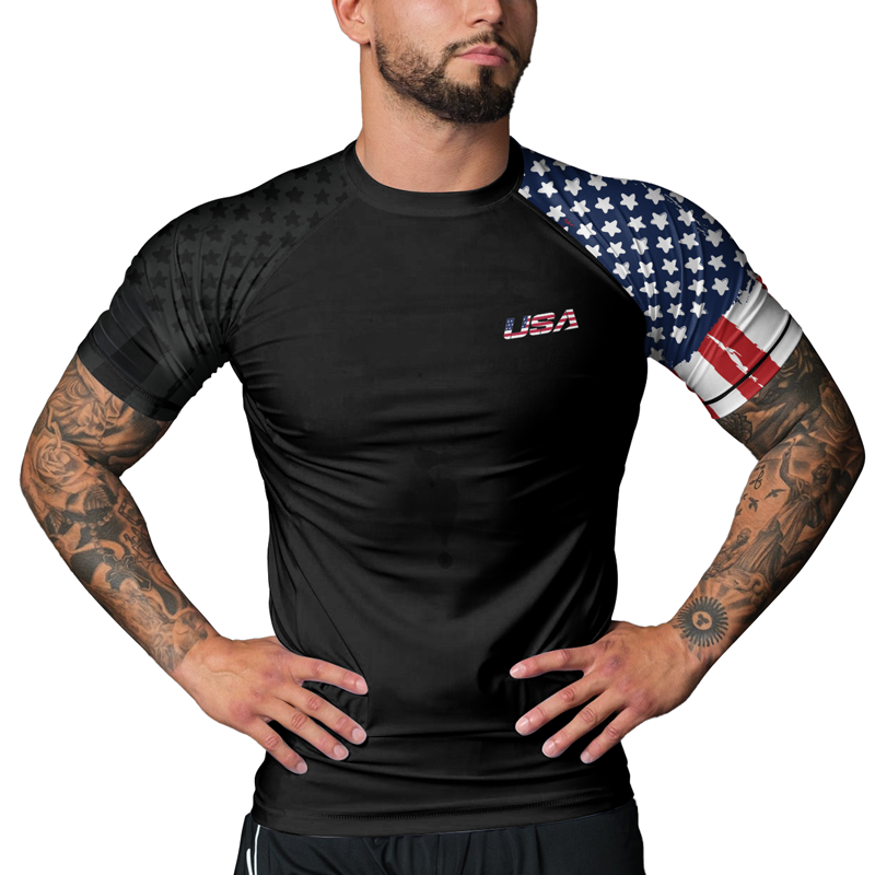 Rashninja American Flag Men's Short Sleeve Rash Guard